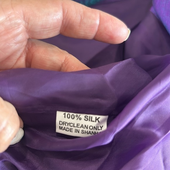 Elaine Collection Purple Silk Open Front Jacket. Size S (855) - Picture 7 of 9